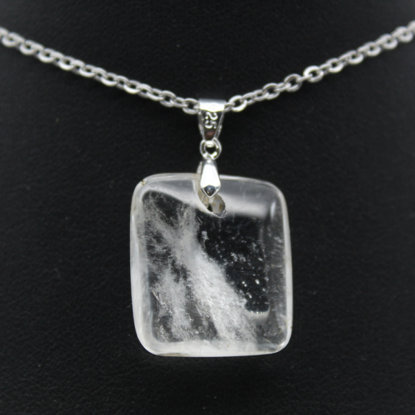 Polished rock crystal pendant