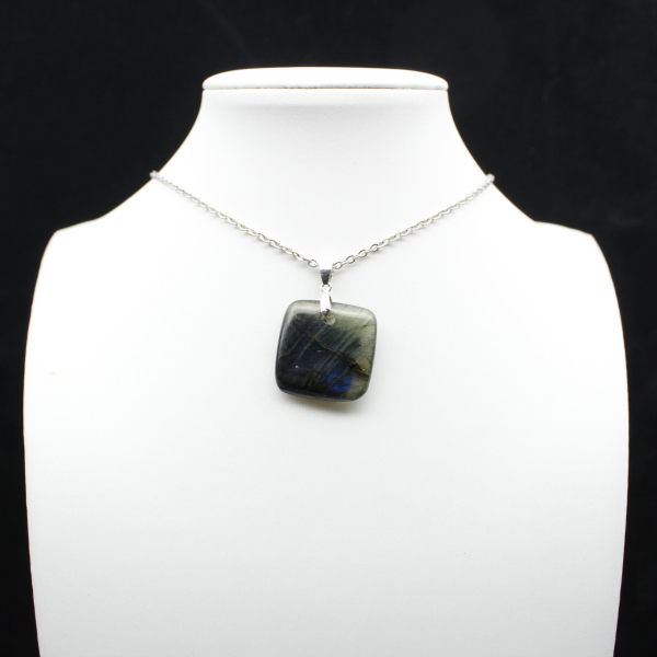Natural labradorite square pendant