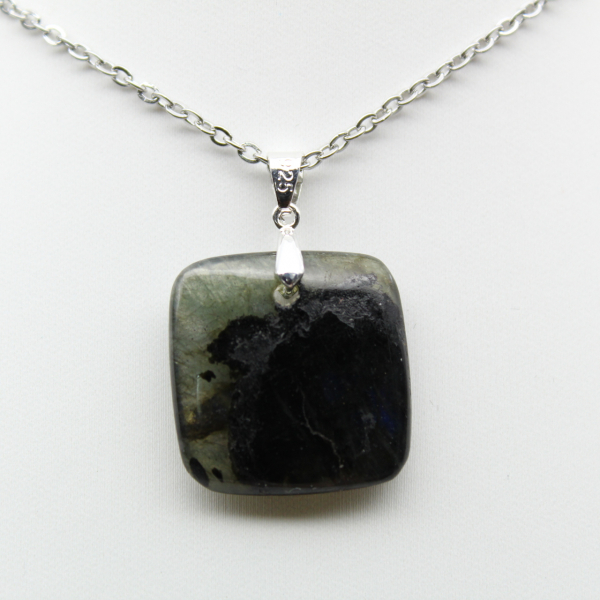Natural labradorite square pendant