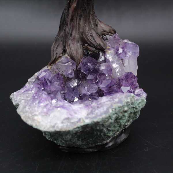 Mineral tree with amethyst base and rose quartz leaves