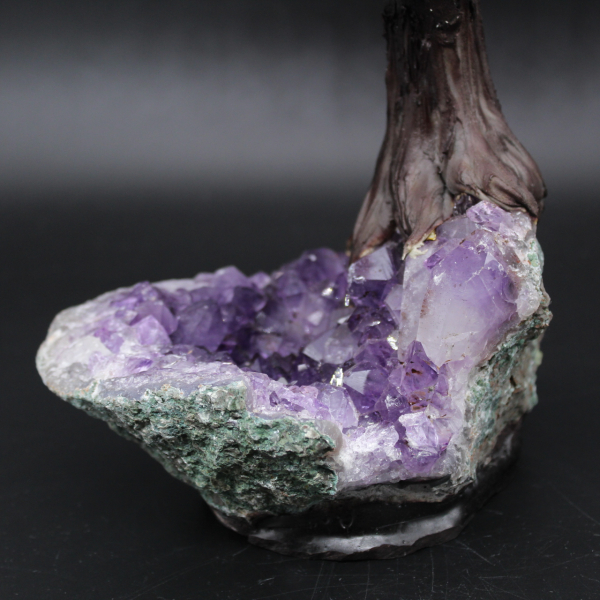 Mineral tree with amethyst base and rose quartz leaves