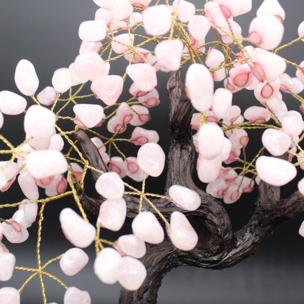 Mineral tree with amethyst base and rose quartz leaves