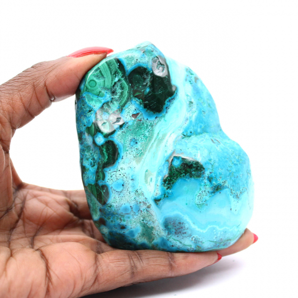 Polished chrysocolla from Congo decoration