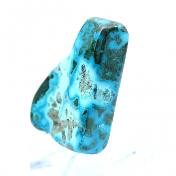 Polished block of Congo chrysocolla