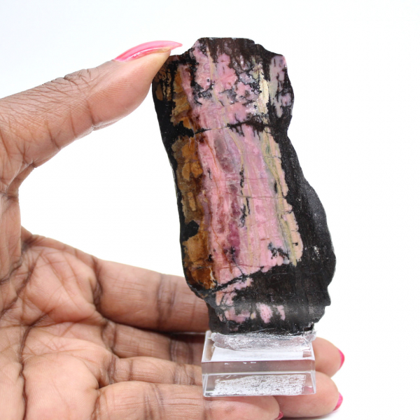 Natural Rhodonite stone raw and unique mineral