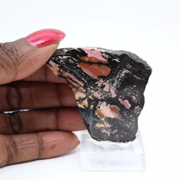 Authentic Rhodonite stone slice
