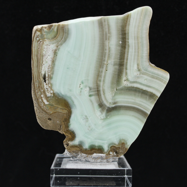 Green Aragonite slice for mineral collection