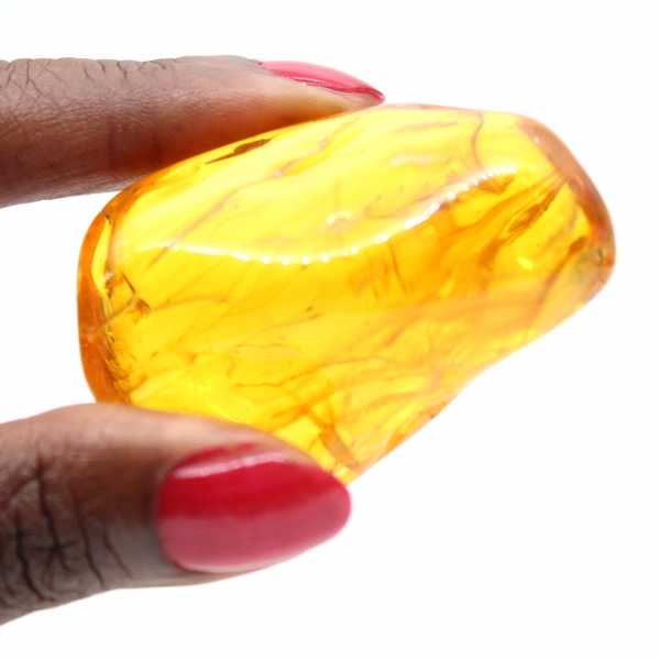Polished Yellow Amber Pebble – Fossil Stone for Decoration