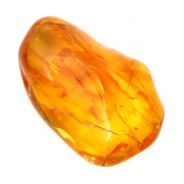 Polished Yellow Amber Pebble – Fossil Stone for Decoration