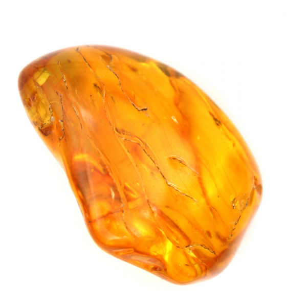 Polished Yellow Amber Pebble – Fossil Stone for Decoration