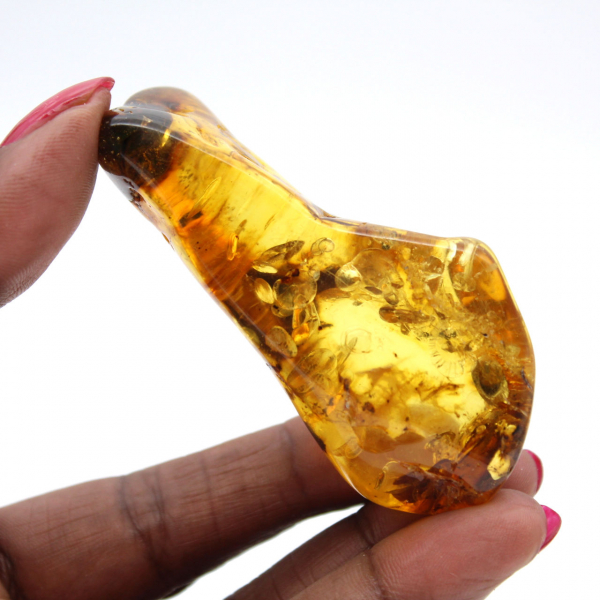 Polished Amber Pebble Specimen - Decoration and Geological Science