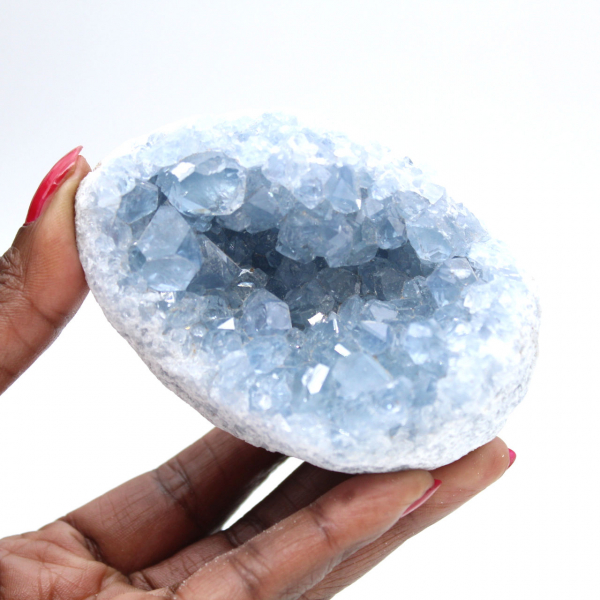 Natural block of blue celestite Madagascar