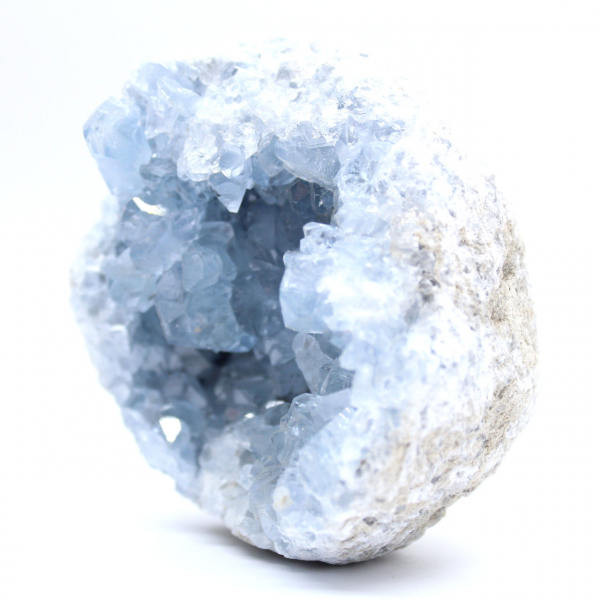 Decorative blue celestite geode from Madagascar