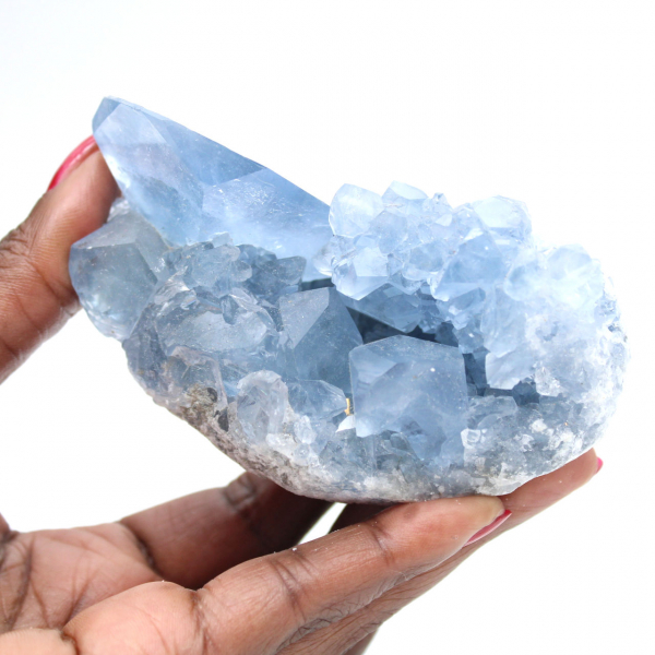 Sparkling blue celestite crystals from Madagascar