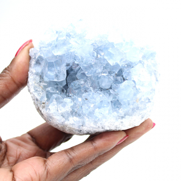 Blue celestite geode Madagascar unique piece