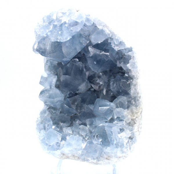Blue celestite mineral geode Madagascar