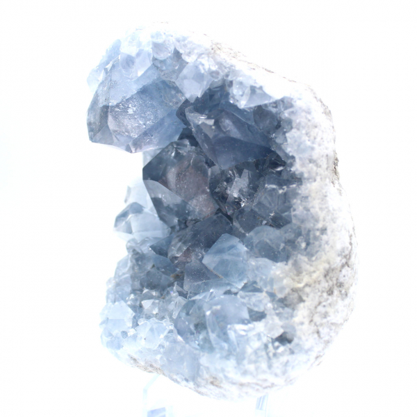 Blue celestite mineral geode Madagascar