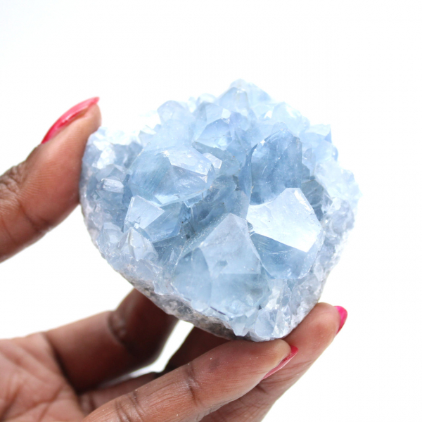Blue celestite crystalline block from Madagascar