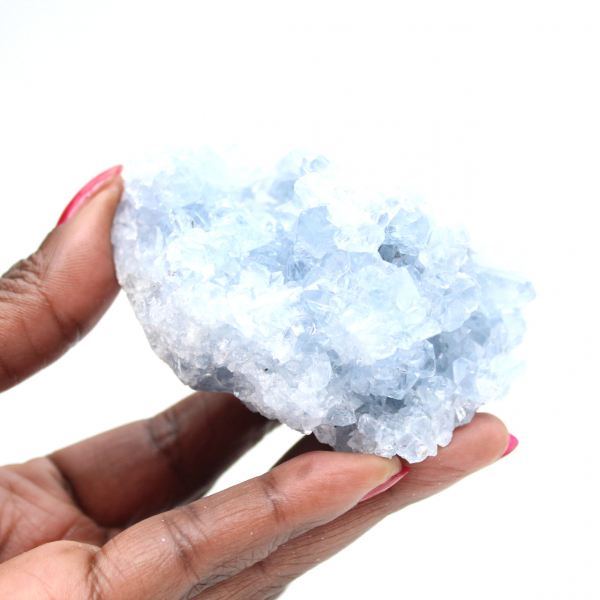 Natural blue celestite crystals Madagascar
