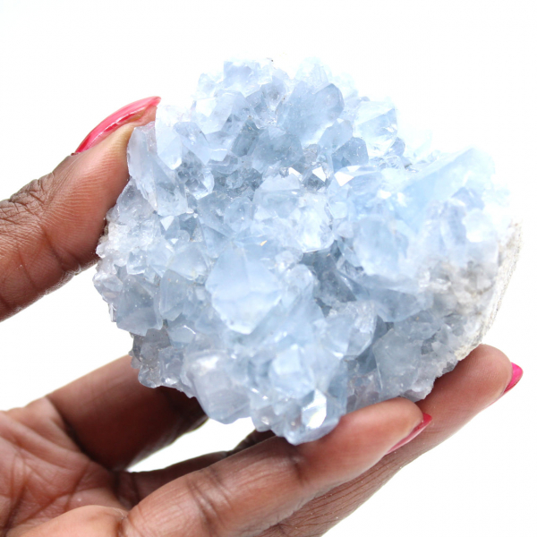 Blue celestite geode Madagascar natural mineral