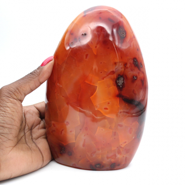 Polished Carnelian XXL Madagascar - Authentic Red-Orange Decorative Stone (Ornament)