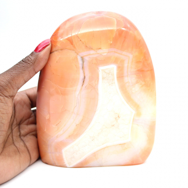 Large Polished Carnelian from Madagascar - Red-Orange Mineral Specimen for Collection and Decoration
