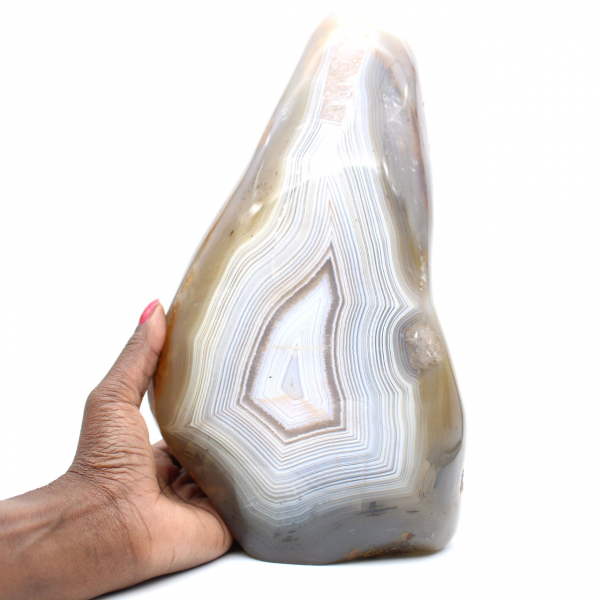 Polished natural carnelian, large mineral ornament from Madagascar