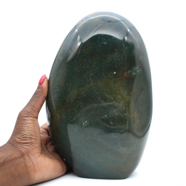Large polished green jasper stone, mineral specimen, Madagascar