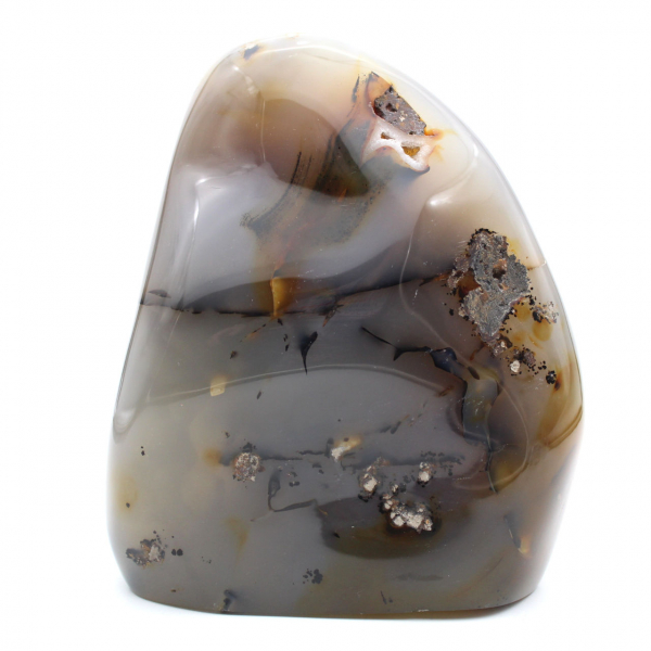 Polished carnelian, large red-orange mineral ornament, Madagascar