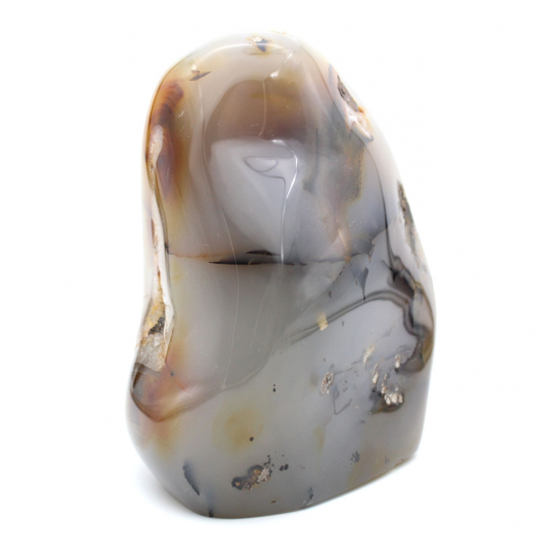 Polished carnelian, large red-orange mineral ornament, Madagascar