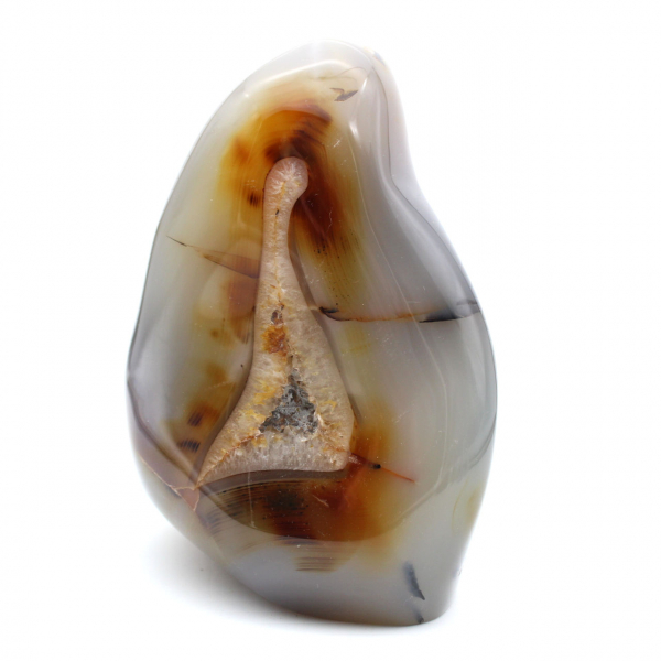 Polished carnelian, large red-orange mineral ornament, Madagascar