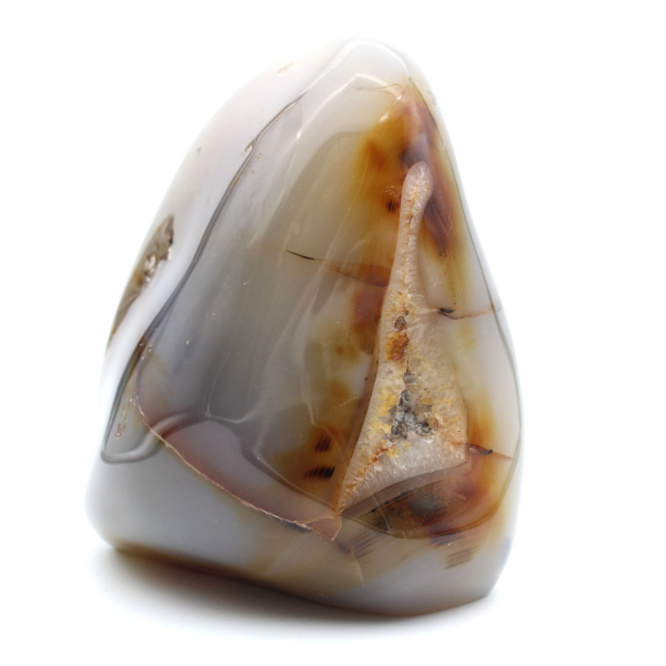 Polished carnelian, large red-orange mineral ornament, Madagascar