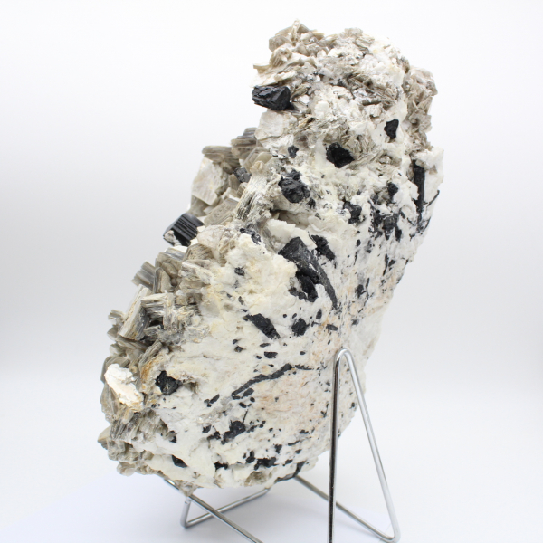 Mica and tourmaline on white quartz from Afghanistan