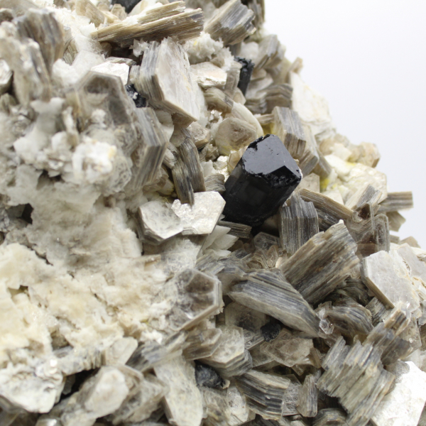 Mica and tourmaline on white quartz from Afghanistan