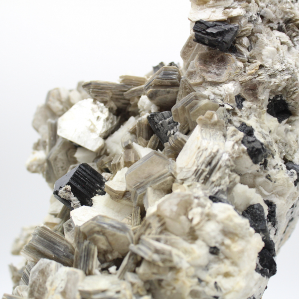 Mica and tourmaline on white quartz from Afghanistan