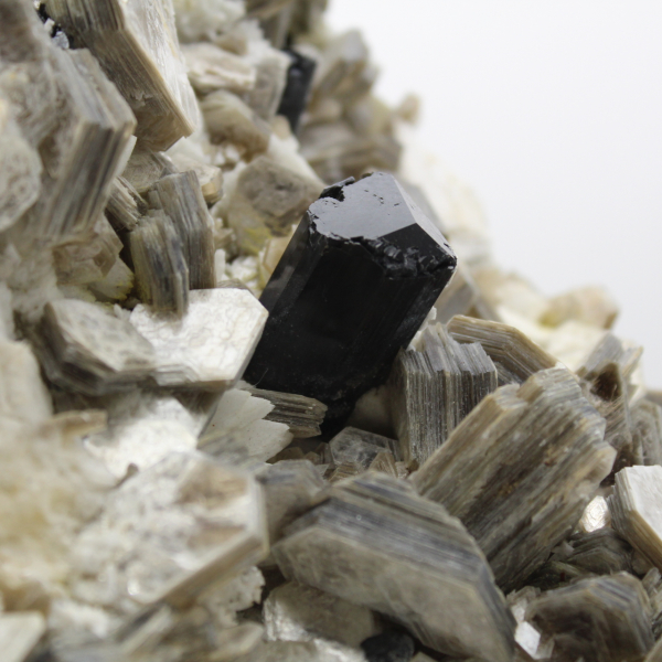 Mica and tourmaline on white quartz from Afghanistan