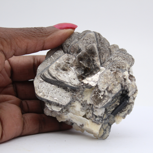 Mica and tourmaline on raw Afghan quartz