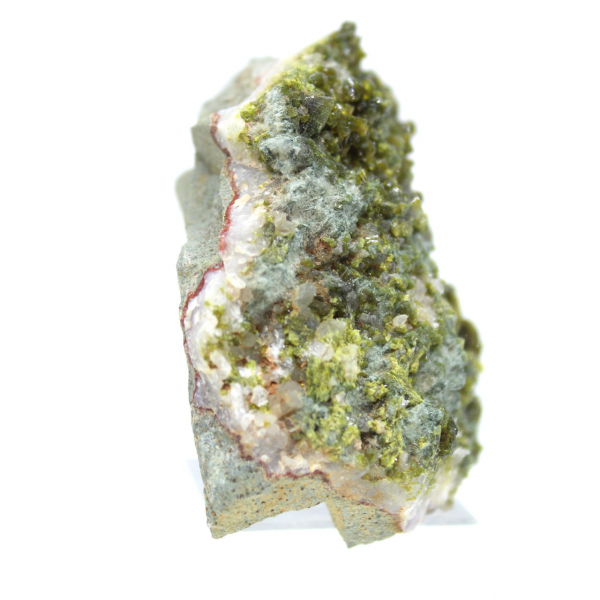 Green epidote crystals from Morocco on host rock