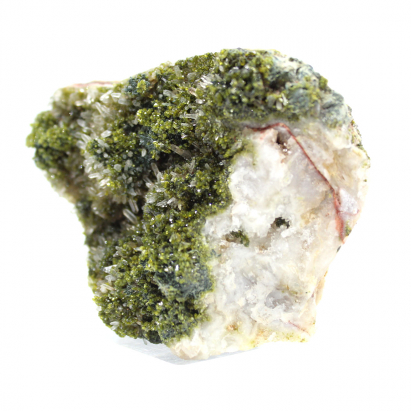 Green epidote crystals on matrix from Morocco