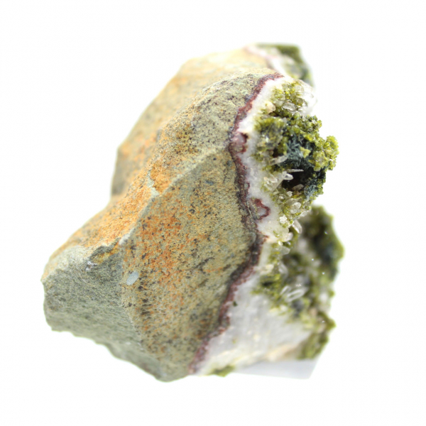 Green epidote crystals on matrix from Morocco