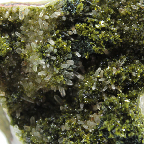Green epidote crystals on matrix from Morocco
