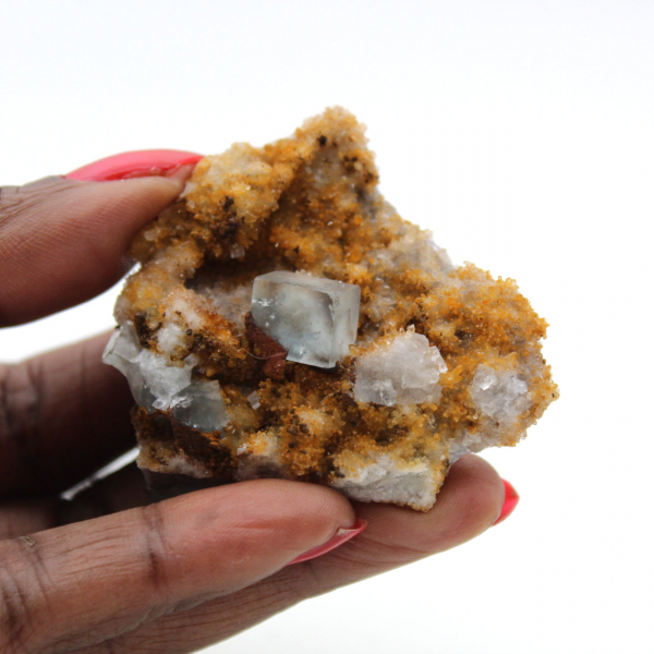 Very small Fluorite specimen: Green crystals, Morocco