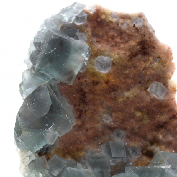 Natural green fluorite: Sample on rock for collection