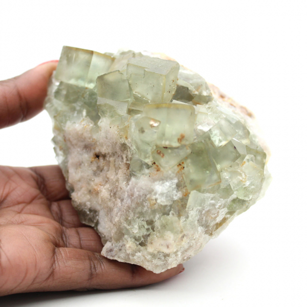 Fluorite stone on matrix: Green specimen for collectors