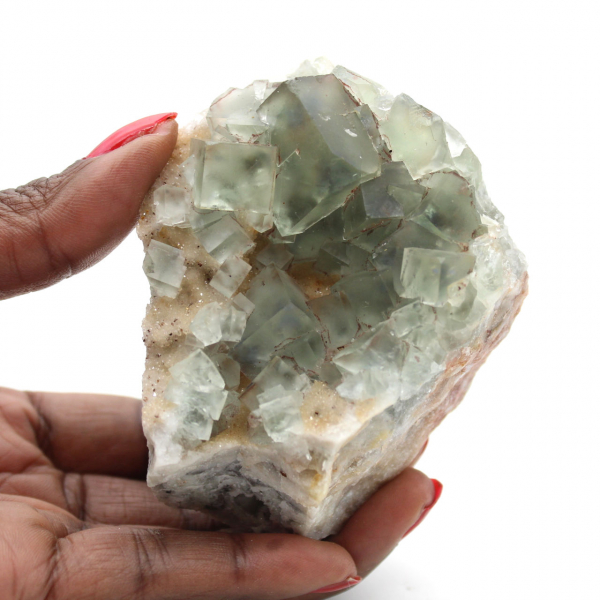 Authentic green fluorite: Crystals on matrix from Morocco