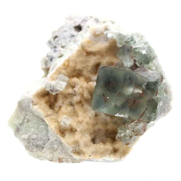 Green Fluorite Mineral: Crystals on matrix for decoration