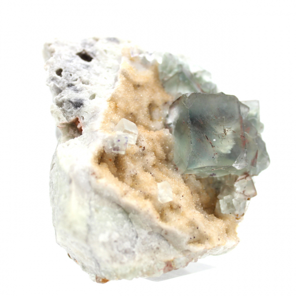 Green Fluorite Mineral: Crystals on matrix for decoration