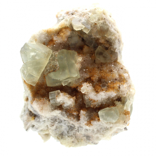 Raw fluorite from Morocco: Large green crystal on host rock