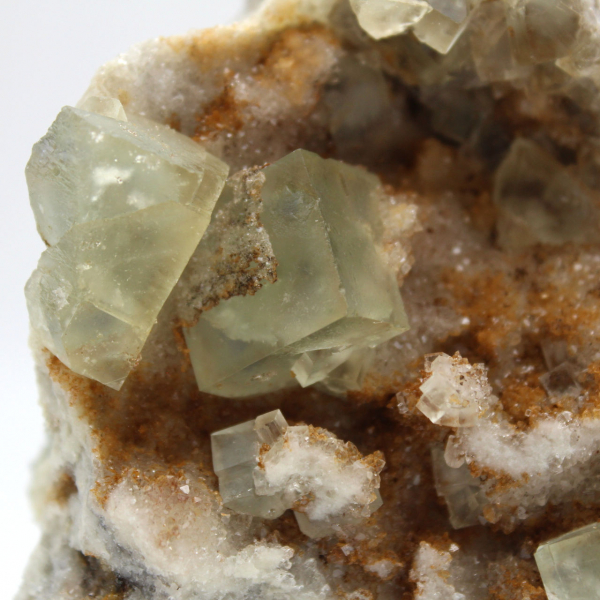 Raw fluorite from Morocco: Large green crystal on host rock