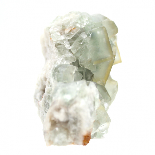 Raw green fluorite stone: Crystallized sample on rock